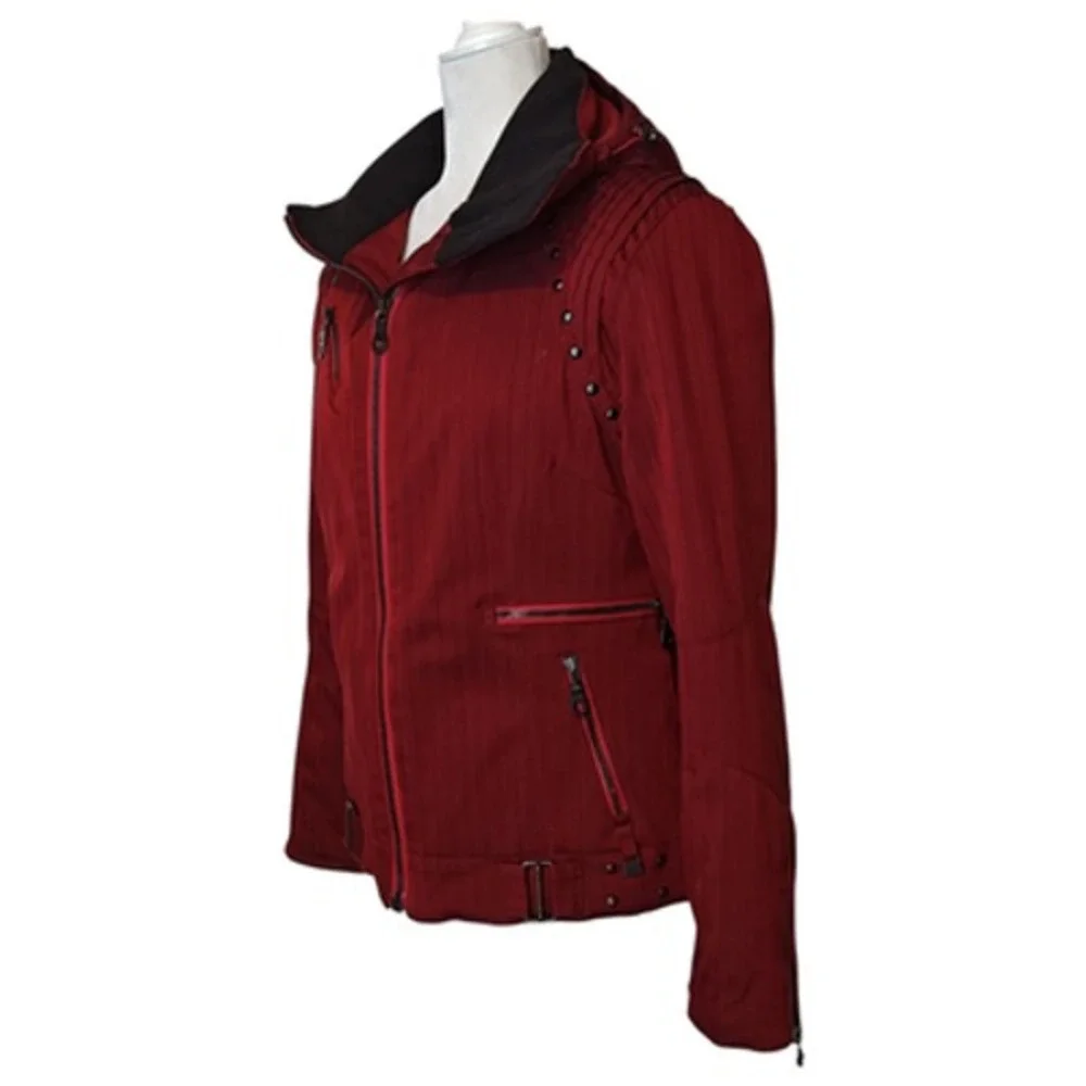 NILS Ski Snow Jacket Womens 6 Red‎ Hooded Waterproof 10k Breathable Herringbone